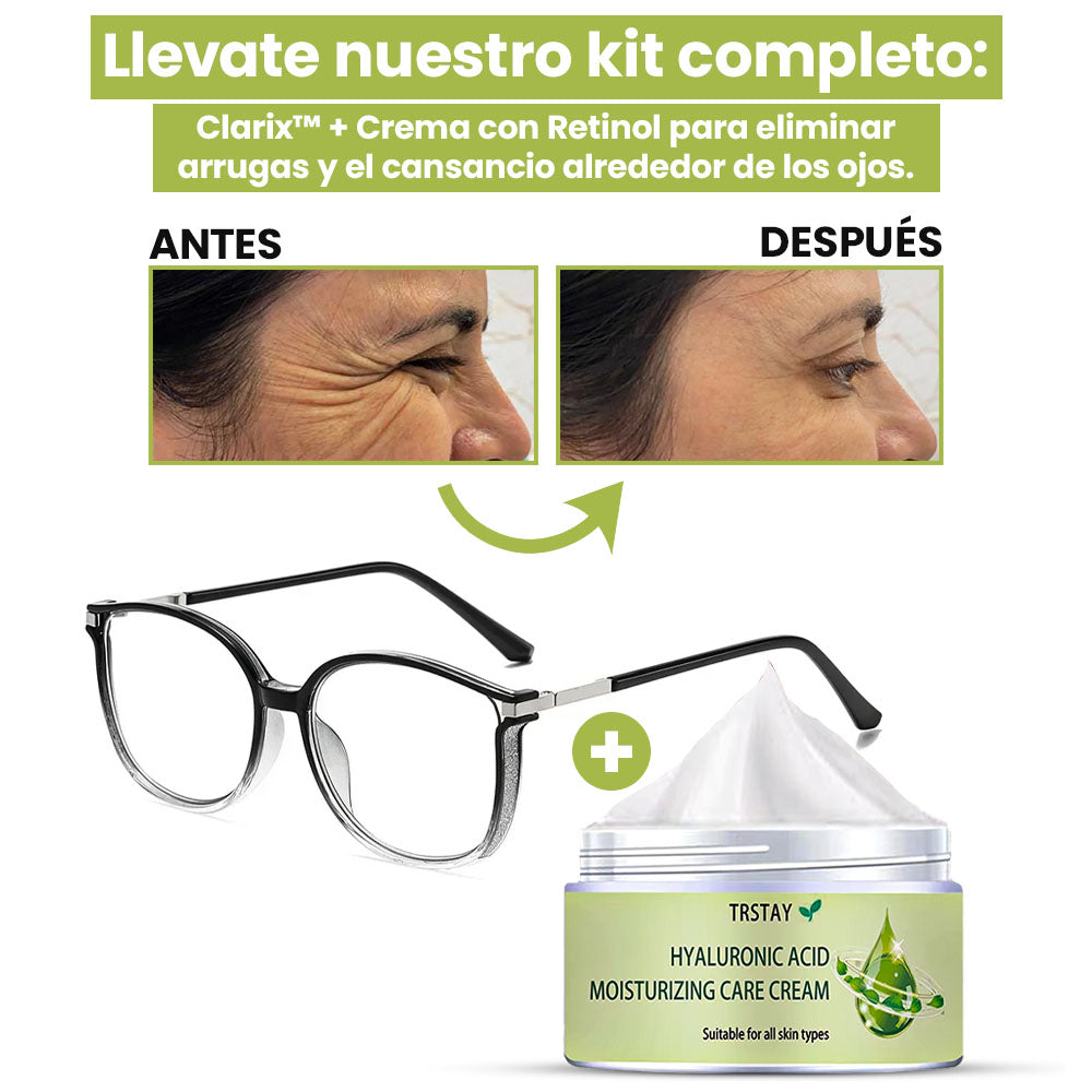 Clarix™ + Crema con Retinol para eliminar arrugas y el cansancio alrededor de los ojos.